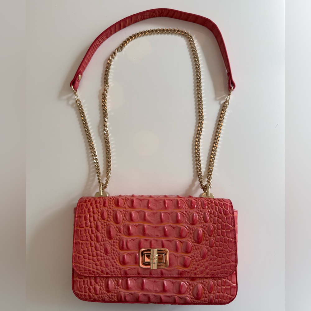 Brahmin Pink Croc-Embossed Chain Strap Shoulder Bag - Picture 2 of 2